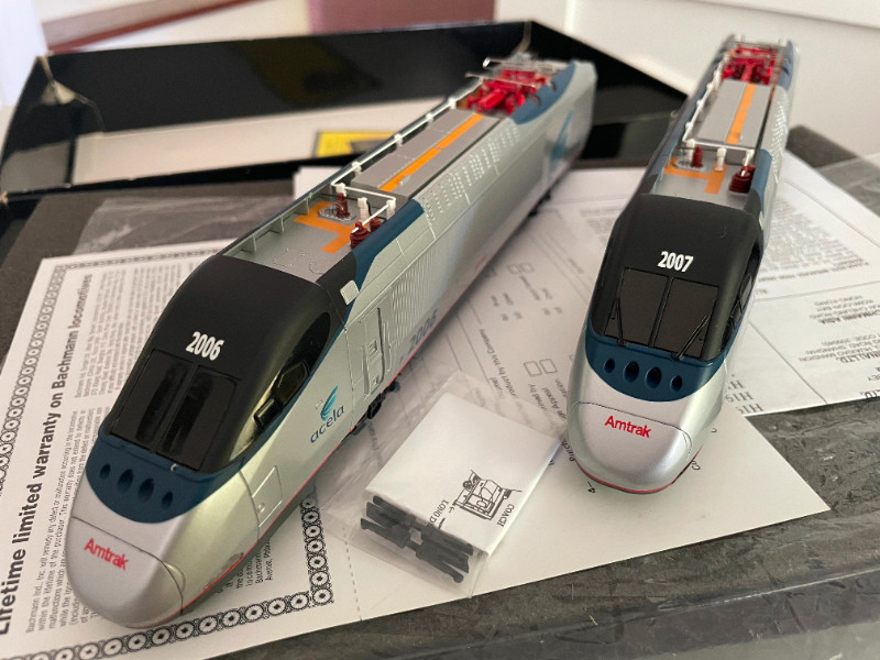 HO scale Acela Express train from Bachmann Hobbies