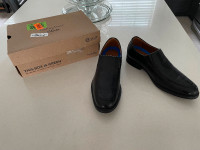 Clark’s Mens Whiddon Step Loafer Shoe, Black Leather, 8.5- New