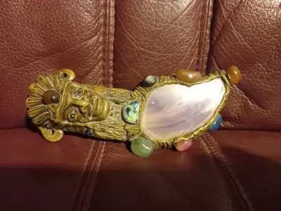 Native Art piece with Geode and various natural stones. Missing one stone in the back. $35 Or best r...