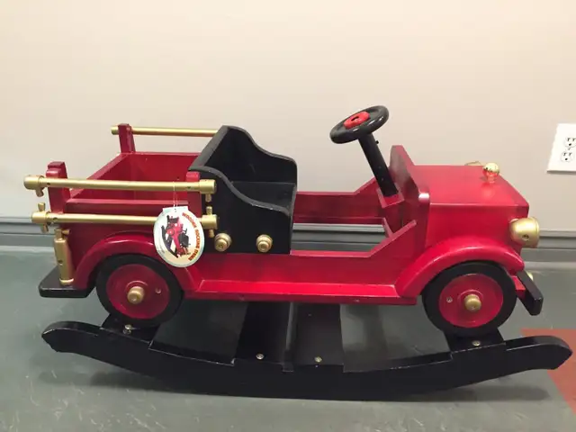 Beautiful Wooden Rocking Fire Engine wood fire truck in Toys & Games in Markham / York Region - Image 2