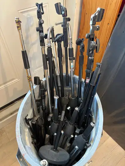 assorted mic stands - selling all together., View more