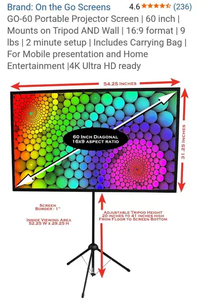 On The Go Screens Go-60 Screen, View more