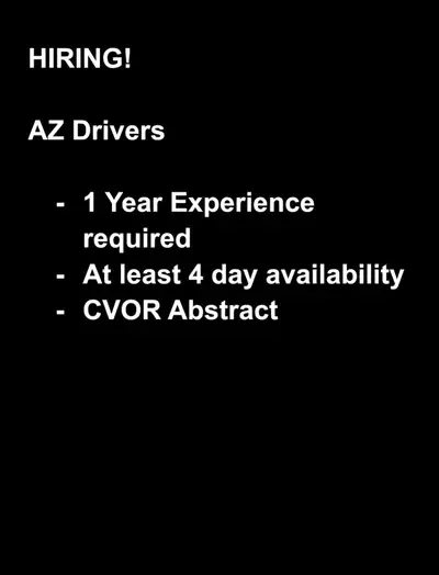 Hiring AZ drivers, View more