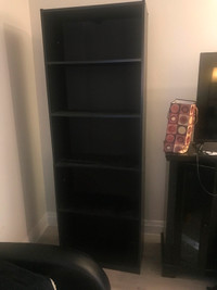 Black Bookcase with 5 Bookshelves