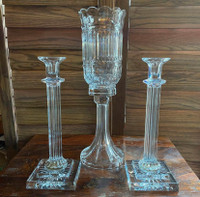Vintage Crystal Candle Holders and Pedestal Vase