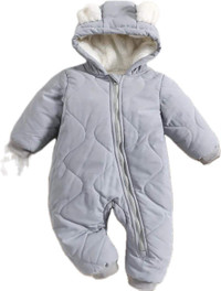 New- 12-18 Months Infant Hooded Winter Jumpsuit with Zipper 