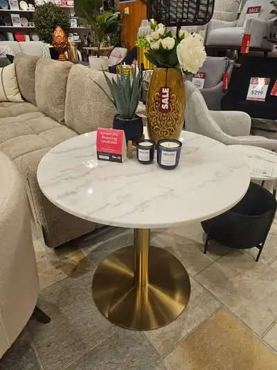 50% OFF! White Marble Round Dining Table - DOT Lime Ridge, View more