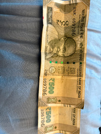 Indian 500 rupees note ending with 786