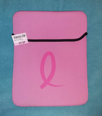 NEW Pink Ribbon Neoprene iPad/Tablet Protector Case Sleeve 9x11
