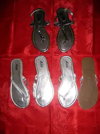 NEW 3 Pair Size 7 Womens Sandals Silver + Metallic Sandals