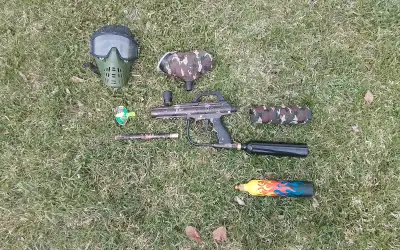 Camo Paintball marker and tanks (Two tanks), View more