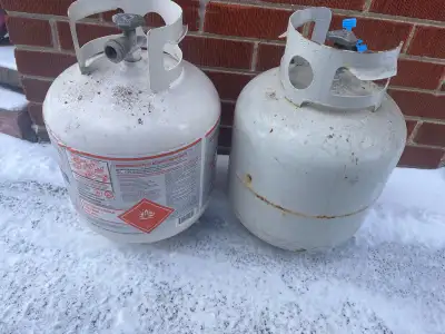 Empty Propane Tanks, one has gas, View more