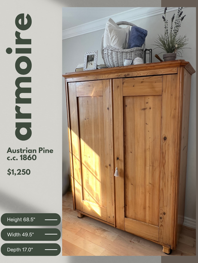 Imported Austrian Pine Double Door Armoire circa 1860, View more