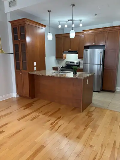 Joli condo # 114 1er étage pour 55 ans et plus. Soin sur place. Surveillance 24/24 Grand 3 1/2 avec...