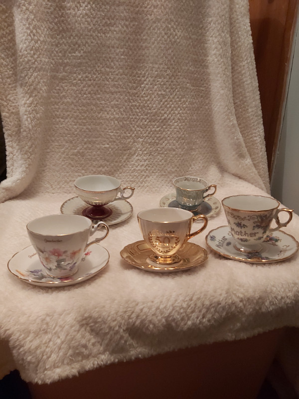 3 Cup & Saucer Sets (Mother/Grandmother/50th Anniversary) in Arts & Collectibles in Saint John