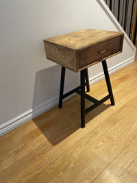 Solid wood rustic side table