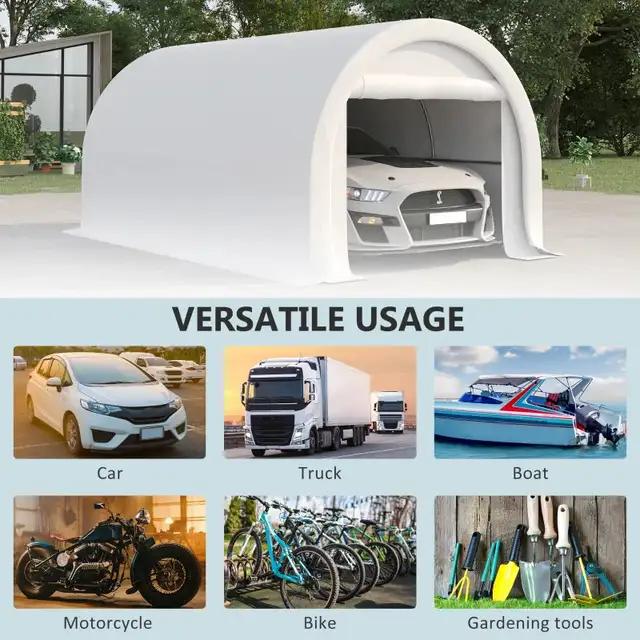 10' x 16' Heavy Duty Portable Carport Tent with Zippered Door, P in Outdoor Tools & Storage in Markham / York Region - Image 7