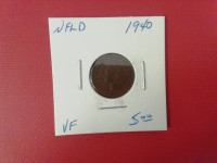1940 New foundland    one   cent coin..