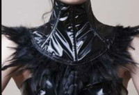 Goth PVC Neck Corset with Feathers