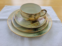 Hand Painted Decorative Place setting (Cup, Saucer, Plates x 2)
