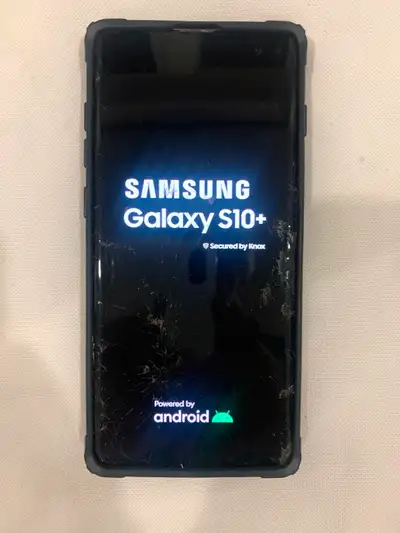 Unlocked Samsung Galaxy S10+ 512gb, cracked screen, works great, View more