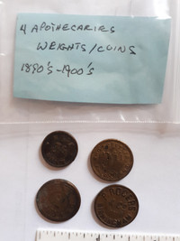 Apothecary weights/coins x 4 from the 1890's-1900's