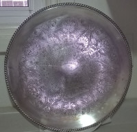 Vintage WM Rogers 17 1/2" Silverplate Round Serving Tray Floral