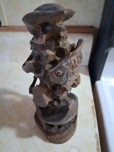 Cuban Guayacan Wood Sculpture of Ocean Life Totem , View more