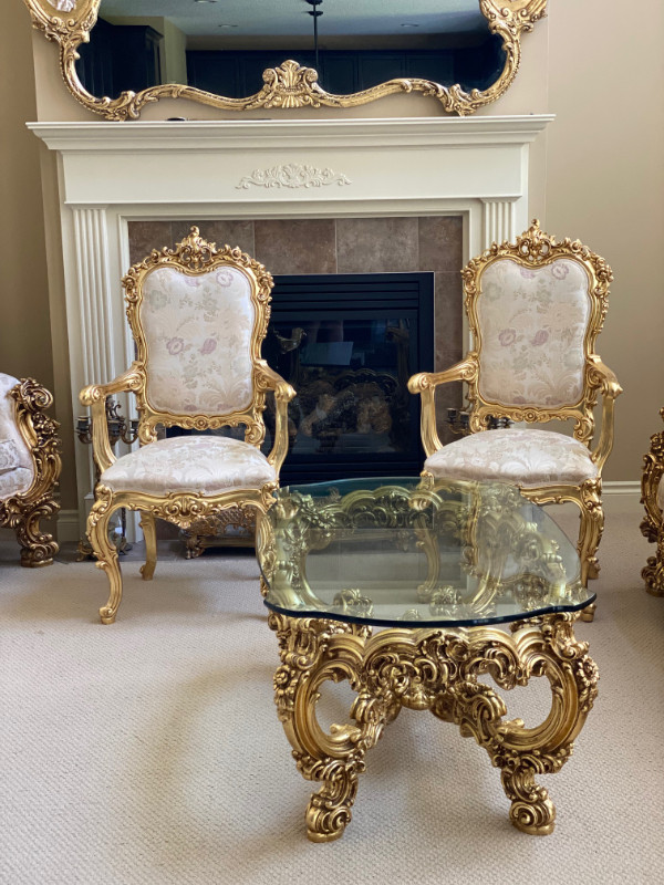 Vintage, antique sofa , two armchairs , coffee table, two chairs