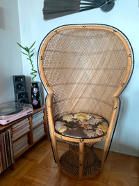 Vintage 1970's Wicker Peacock Chair