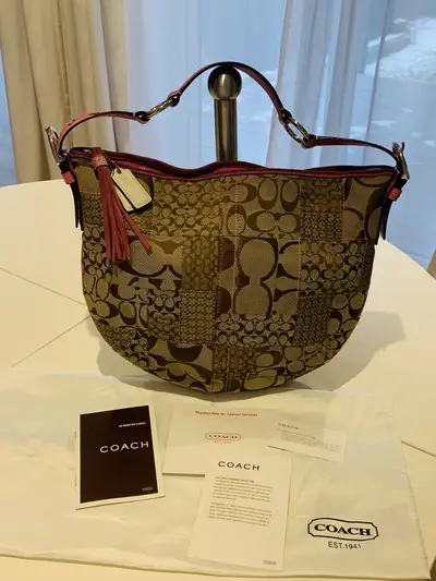  Authentic Coach Patchwork Leather Suede Hobo Bag , View more