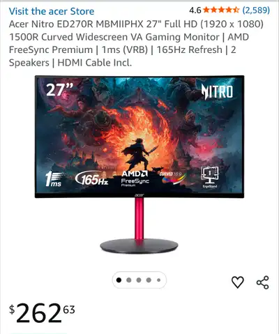 27" Curved Gaming Monitor, View more