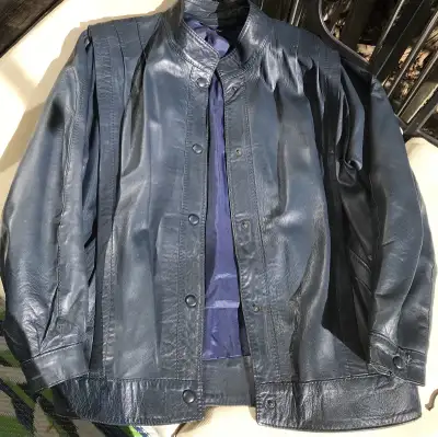 Vintage Women’s Blue Leather Jacket England, View more
