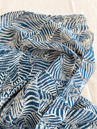 40" x 61" Striped Blue Jacquard Satin Chiffon Fabric For Dress