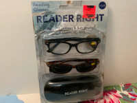 GLASSES for READING x 2–Cleat + sun shield, 3.25 magnifying