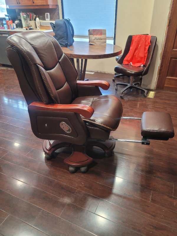 Leather Office chair with massager in Chairs & Recliners in Grande Prairie