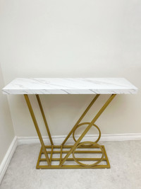 Gold and Marble Design Top Consolr Table