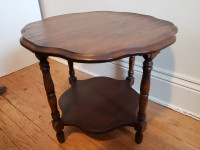 Vintage Dark Brown Wood Side Table