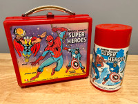 Vintage 1976 Super Heroes Spider-Man Lunchbox with thermos