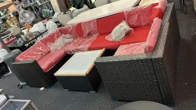 7pc rattan wicker patio set sectional, View more