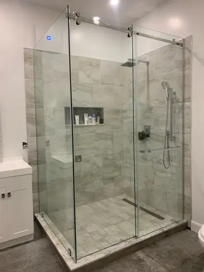 FRAMELESS SHOWER GLASS DOOR ENCLOSURES Framed Shower / Tub Enclosures GLASS RAILING STAIRS DECKS GLA...