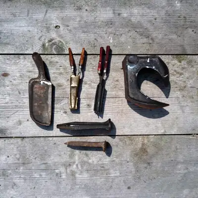 Antique Blacksmith & Cobbler Tools Set up, View more