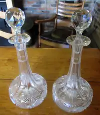 Antique Matching Pair of Crystal Decanters