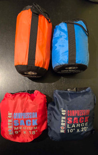 Sleeping bag liners, compression sacks
