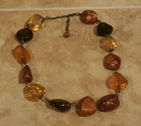 Mixed Beads Statement Necklace (Orange/Brown/Yellow) - Reitmans