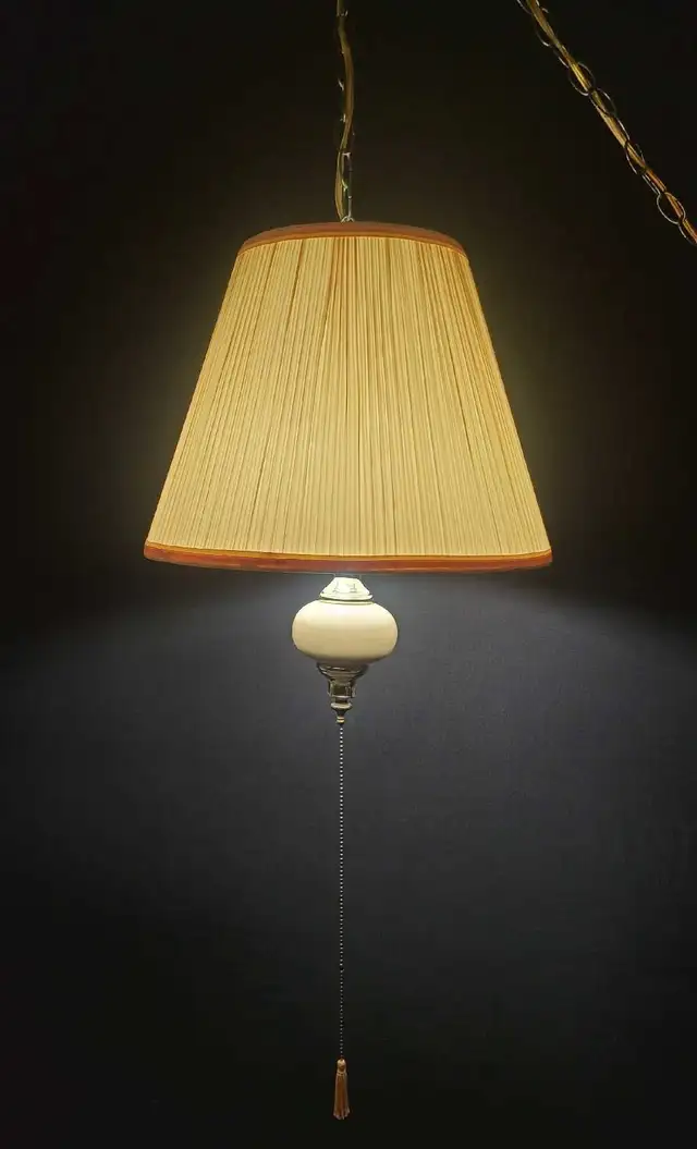 Vintage Ceramic Hanging Lamp w/ Shade