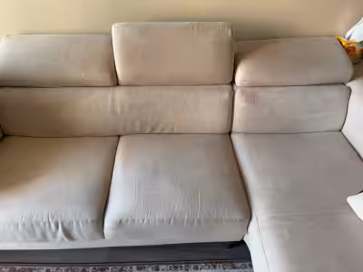 Sectional couch for sale. Used/fair. Has spots on it as shown in pic. Linen material. Pick up on/or...