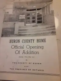 1954 program for Huron County Home Addiction centre