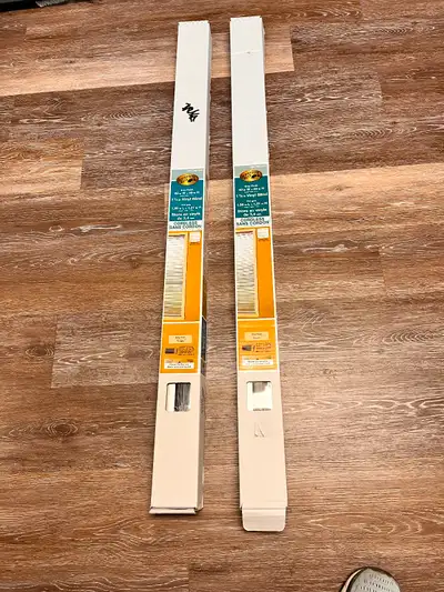 Purchased from Home Depot, but never used. This is a pair of Hampton Bay 1 3/8” grey, cordless, viny...