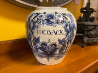 Vintage Delft Blue ToeBack Goedewaagen Gouda Holland Tobacco Jar